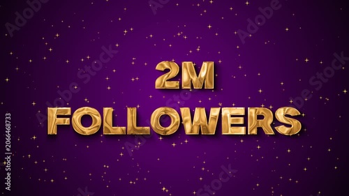 Gold 2 Million Followers Text With Sparkles social media