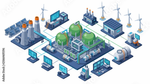 Fotografi Modern Industrial Energy Production and Distribution Network Illustration