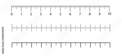 Photos Set of rulers and measuring tools with centimeter and inch scales for accurate l