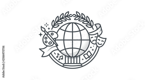 Fotografie World arts and education symbol with laurel wreath.
