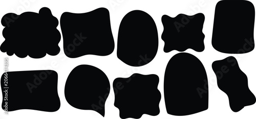 Tableau sur toile Solid black quirky speech bubble shapes collection isolated on white background,