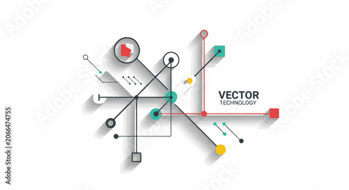 A vector graphic illustrating technology with geometric shapes and lines