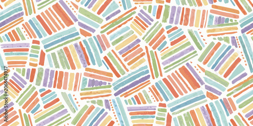 Fotografija Colorful dashed pattern a seamless vector illustration with overlapping strokes