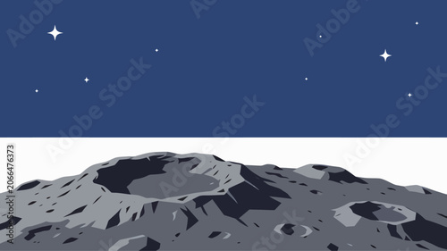 Fotografija A breathtaking view of the lunar surface under a starry night sky, showcasing cr