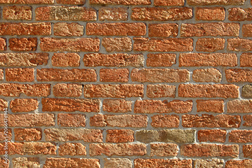 Ancient red brick wall texture in Venice Italy as abstract background