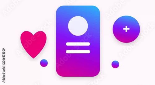 Social Media Profile Interface with Like and Add Buttons Vector Icon Set