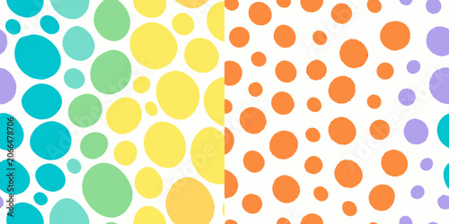 Billede på lærred Colorful confetti dot pattern on a white background seamless repeat
