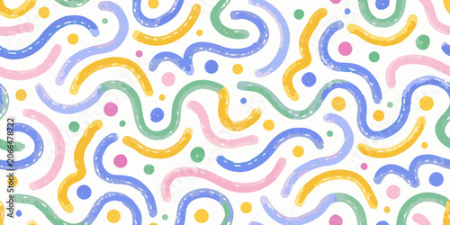 Fotografija Colorful wavy line pattern on a white background