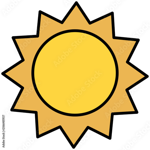 A bright and sunny sun icon, perfect for weather forecasts and outdoor related summer projects