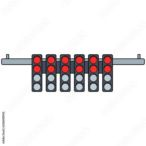 A horizontal traffic light icon, isolated on a transparent background for transportation and road safety