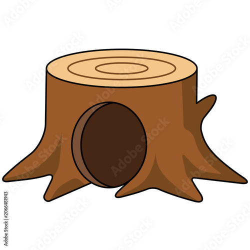 A rustic tree stump icon with a hollow center, isolated on a transparent background