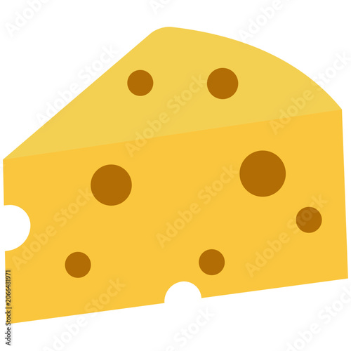 A delicious triangular slice of yellow cheese icon, isolated on a transparent background for menu