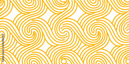 Obraz na plátně Yellow wave pattern vector illustration with repeating curvilinear motifs