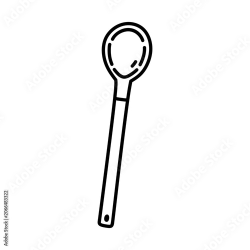 Spoon isolated on a white background. Vector hand-drawn illustration in doodle style. Perfect for logo, cooking and culinary design. Simple kitchen utensil.