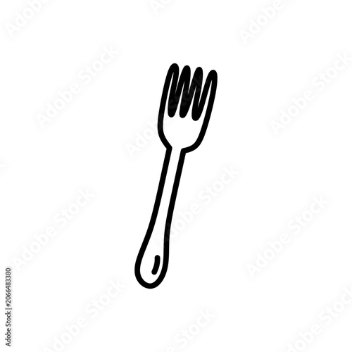 Fork isolated on a white background. Vector hand-drawn illustration in doodle style. Perfect for logo, cooking and culinary design. Simple kitchen utensil.