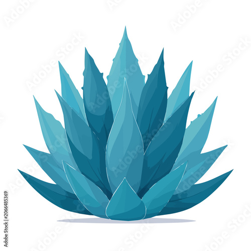 Blue Agave, clean 2D vector flat illustration in minimal and modern style on a white background.