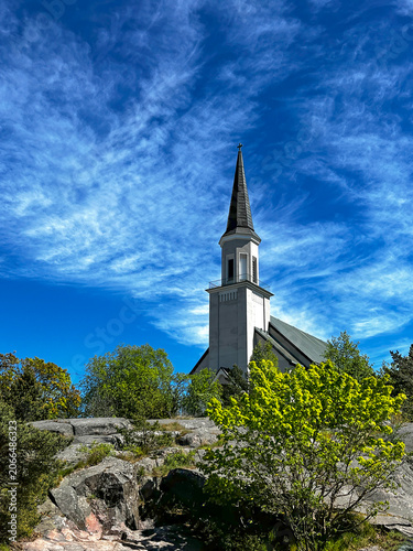 Lutheran Church on Rock in Hanko, Finland, Famous Finnish Resort.