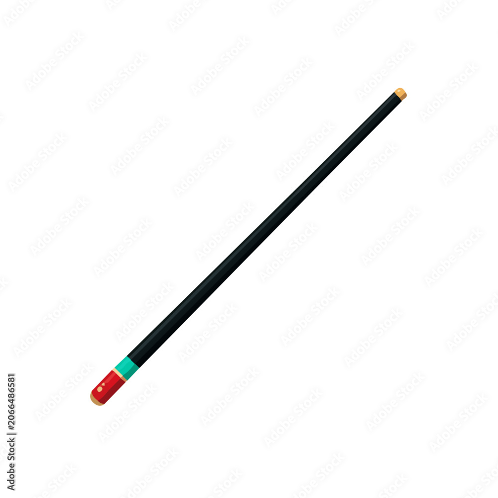 Fototapeta premium Cue Stick, clean 2D vector flat illustration in minimal and modern style on a white background.