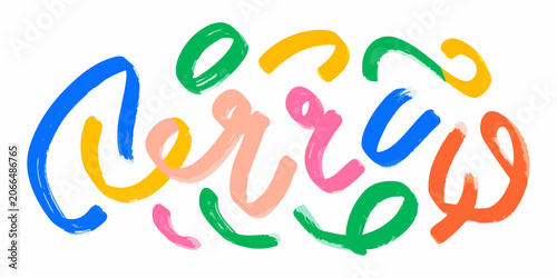 Slika na platnu Colorful Brushstroke Letters Vibrant Vector Illustration On White Background