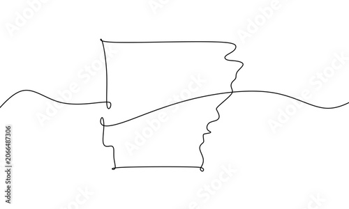 Arkansas State Map One Line Art. Continuous Line Vector Icon. Minimal Outline Illustration