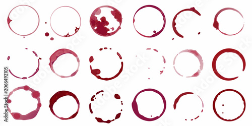 Canvas Print Circular Wine Stains Collection On White Background