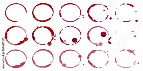 Foto Circular Wine Stains Collection On White Background