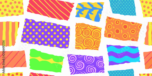 Colorful patterned rectangles on a white background vector illustration