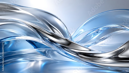 Liquid Chrome Gradient Flow Background with Metallic Glass Waves
