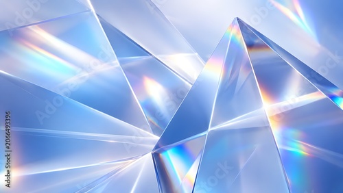 Crystal Prism Glow Background with Transparent Glass Refractions