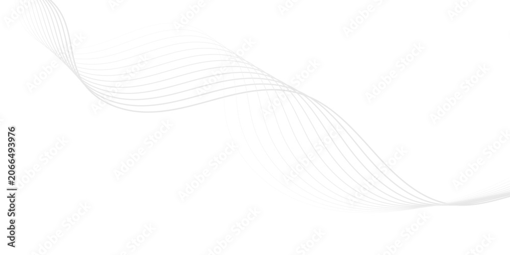 Fototapeta premium Minimal Abstract Wave Lines Background With Flowing Gray Curves and Smooth Sine Rhythm.