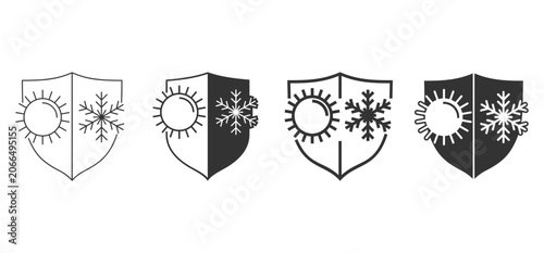 Thermal Insulation Protection Icons Set