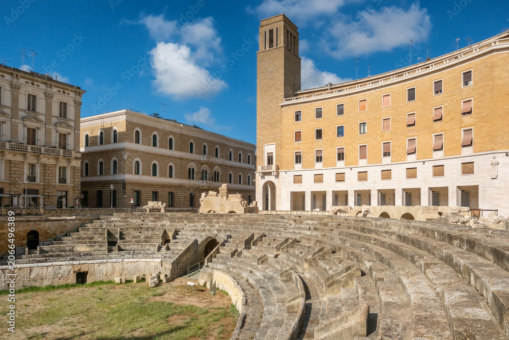 Fototapeta premium Ancient Roman Amphitheater in Piazza Sant'Oronzo in Lecce, Italy