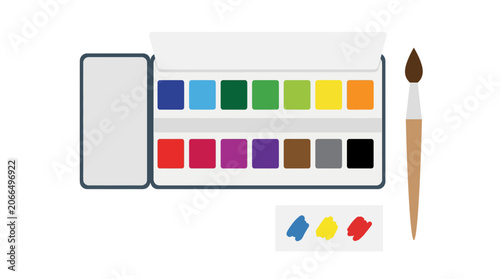 Watercolor Paint Set and Brush with Swatches, Vibrant Colors, Art Supplies