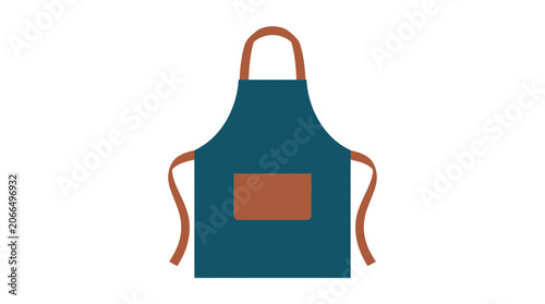 Blue Apron with Pocket Isolated on White Background, Kitchen Wear