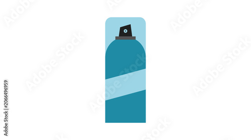 Blue Aerosol Spray Can with Cap and Label - Flat Design
