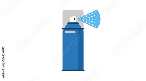 Blue Spray Can Icon, Spraying Dots, Isolated on White Background