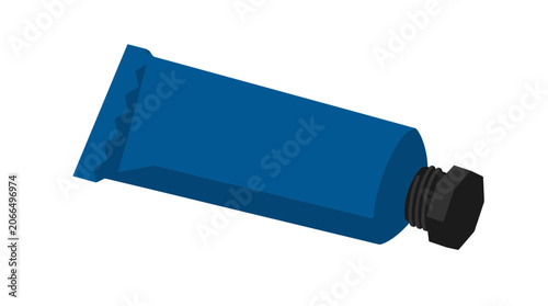 Blue Paint Tube Isolated on White Background