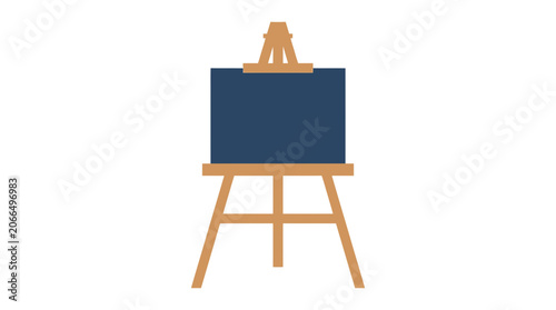 Empty Artist Easel with Blue Canvas on White Background