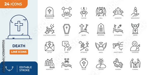 Tableau sur toile Death line editable icon set