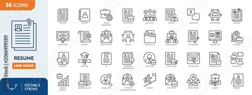 Fotografija Resume line editable icon set