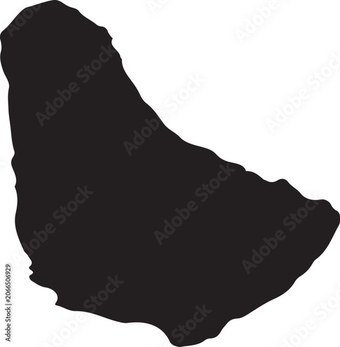 Black silhouette map of Barbados island simple vector outline for travel and geography concepts isolated on white background