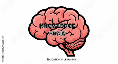 A pink brain with black outline and text overlay reading 