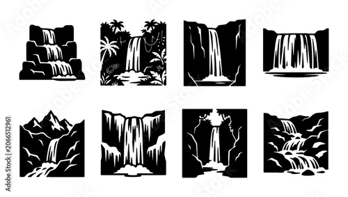 Tableau sur toile Waterfall Collection PNG Multiple Designs, natural water cascades