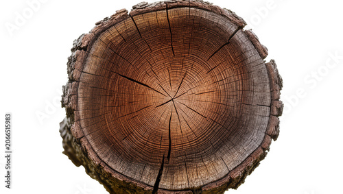 Photos Isolated detailed cross-section of old tree trunk, weathered wood with annual gr