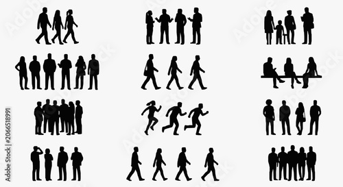 Cuadro en lienzo Silhouetted Human Movement Postures.