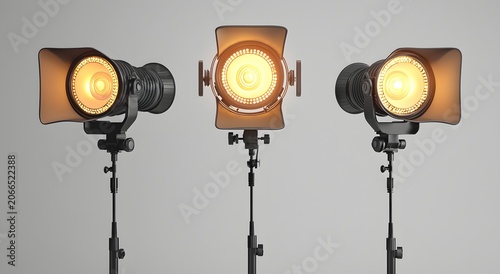 Minimal studio lamp equipment with powerful beam and diffuser picture