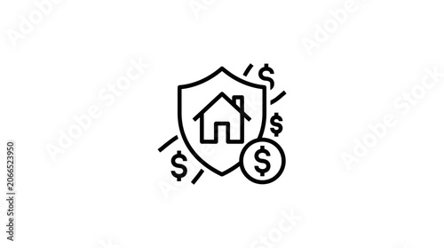 Home Insurance Shield with Dollar Signs and Coin Icon
