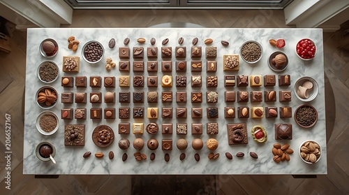 Exquisite Chocolate Selection Arranged On Modern Marble Surfaces