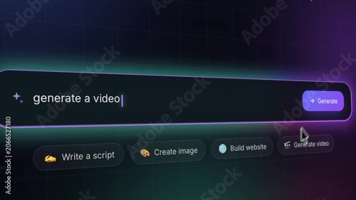 Advanced AI prompt interface typing the command 