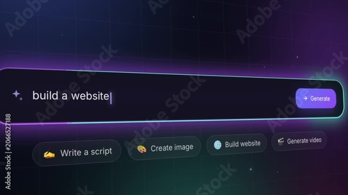 Futuristic AI interface with the prompt 